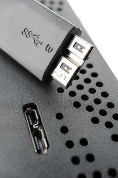 closeup detail of USB 3.0 connector