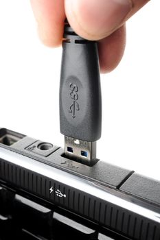 closeup detail of USB 3.0 connector