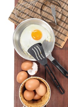 closeup fresh eggs isolate on wooden plank background