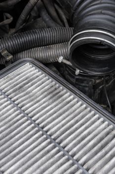 dirty air filter for car, automotive spare part