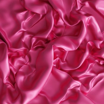 Pink shiny satin or silk textile, luxury cloth with folds, 3d rendering background
