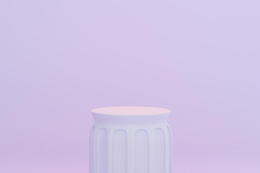 Cylinder pillar podium or pedestals for products or advertising on pastel blue background, minimal 3d illustration render