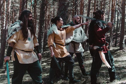 Groups of Vikings in search of new lands and treasure