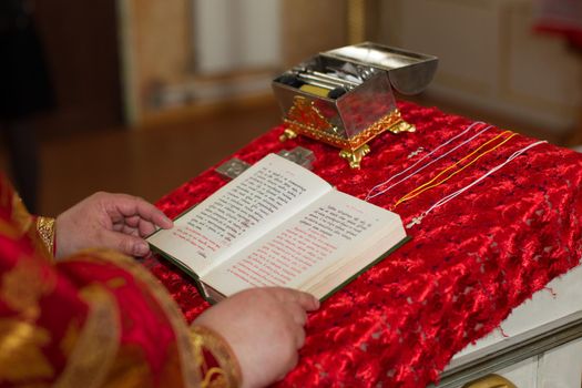 Belarus, the city of Gomel, Volotovskaya church. April 29, 2018. Year of adoption of faith. Church objects for the baptism of a child
