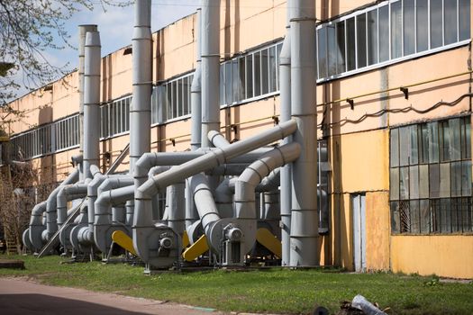 Ventilation pipes in the plant shop. Ventilation system