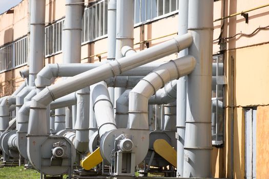 Ventilation pipes in the plant shop. Ventilation system