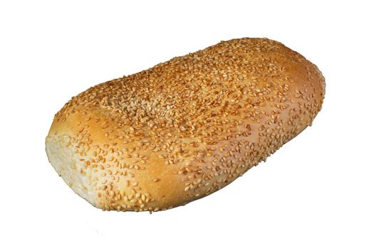 Sour-loaf with sesame seeds on white background