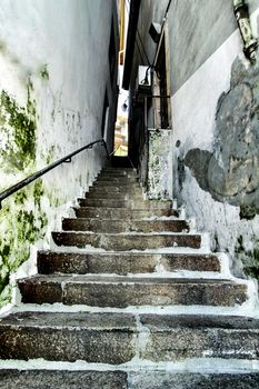 Beautiful narrow street of Vila Nova de Gaia in Porto, Portugal
