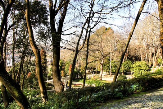 Oporto, Portugal- January 6, 2020: Beautiful and Idyllic Crystal Palace Gardens in Oporto, Portugal