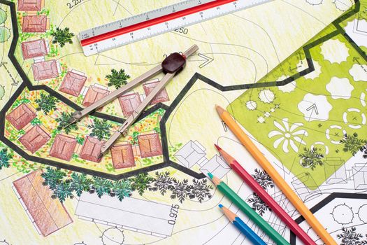 Landscape architecture design garden plan for housing development