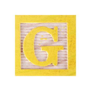 A Letter G childs wood block on white with clipping path