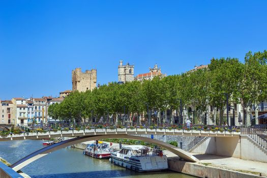 View of Canal de la Robine in Narbonne, France