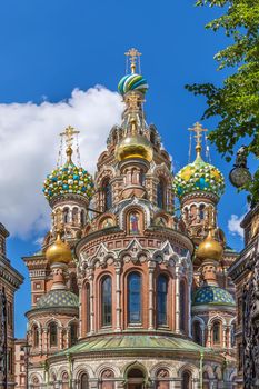 Church of the Savior on Spilled Blood is one of the main sights of Saint Petersburg, Russia.