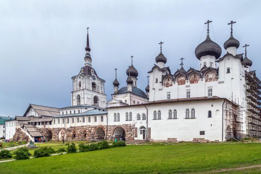 monastery located on the Solovetsky Islands in the White Sea, Russia. View of the main courtyard