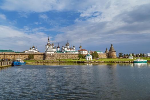 Solovetsky Monastery is a fortified monastery located on the Solovetsky Islands in the White Sea, Russia. View from White sea