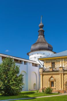 Wall and tower in Rostov Kremlin, Russia