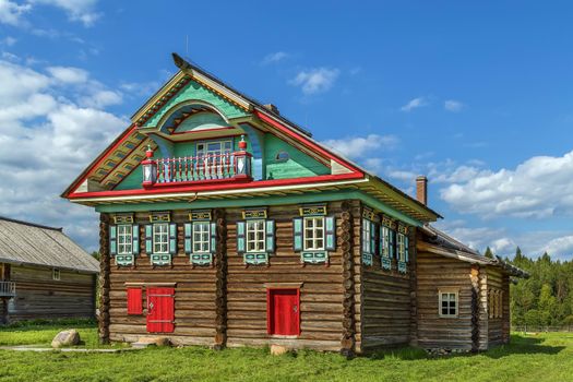 Historical wooden house in Open air museum in Semenkovo, Russia