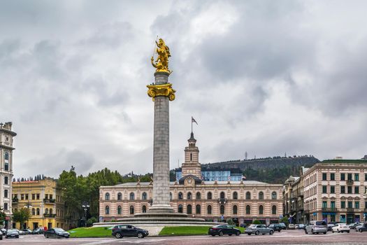 Freedom Square  is located in the center of Tbilisi at the eastern end of Rustaveli Avenue.