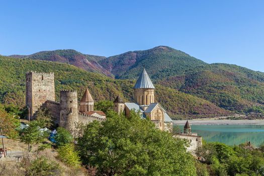 Ananuri is fortress on the Aragvi River in Georgia