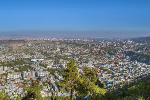 Panoramic view of Tbilisi from  Mtatsminda mountain, Georgia