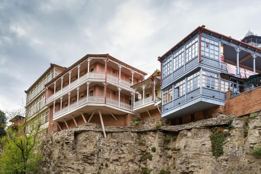 Houses with balconies in the historic district of Tbilisi, Georgia