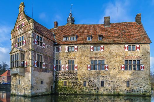 Vischering Castle in Ludinghausen, North Rhine-Westphalia is the most typical moated castle in the Munster region of Germany