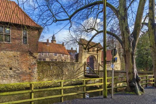 Vischering Castle in Ludinghausen, North Rhine-Westphalia is the most typical moated castle in the Munster region of Germany. Gate