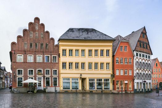 Historical market square with beautiful houses, Warendorf, Germany