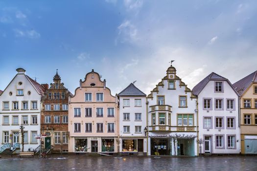 Historical market square with beautiful houses, Warendorf, Germany