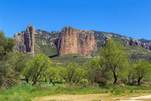 Rock in Mallos mountain near Aguero, Aragon, Spain