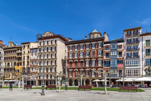 Castle Square (Plaza del Castillo) is main square in Pamplona, Navarre, Spain