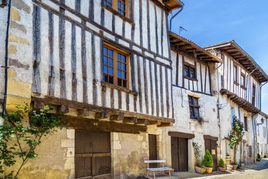 Street with historical houses in Saint-Jean-de-Cole, Dordogne departement, France