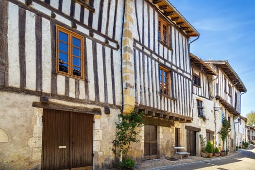 Street with historical houses in Saint-Jean-de-Cole, Dordogne departement, France