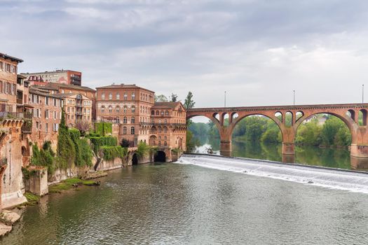 Cityscape of Albi town from Tarn river, France