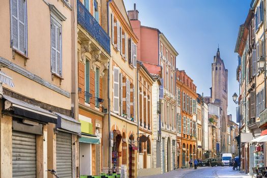 Street in Toulouse historical center, France