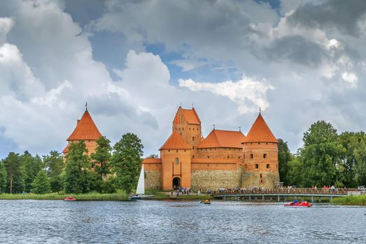 Trakai Island Castle is an island castle located in Trakai, Lithuania, on an island in Lake Galve. View from lake