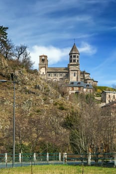 Saint-Nectaire Church dates from the 12th century in Auvergne region of southern France