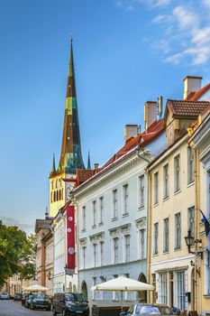Street with historical houses in Tallinn old town, Estonia