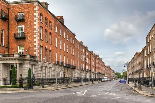 Street with typical houses in Dublin, Ireland