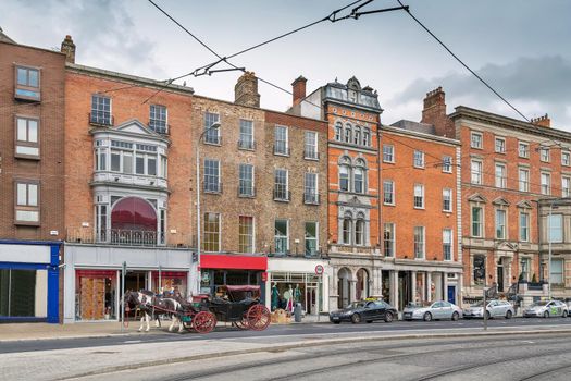 Street with typical houses in Dublin, Ireland