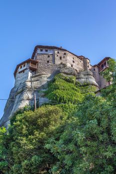 View of Monastery of Rousanou on rock in Meteora, Greece