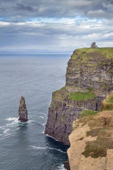 Cliffs of Moher are sea cliffs located at the southwestern edge of the Burren region in County Clare, Ireland