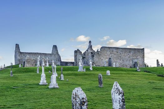 Clonmacnoise abbey is situated in County Offaly, Ireland on the River Shannon south of Athlone