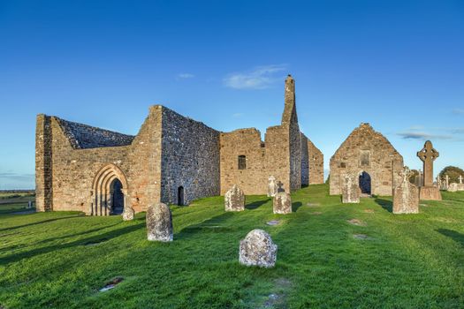 Clonmacnoise abbey is situated in County Offaly, Ireland on the River Shannon south of Athlone