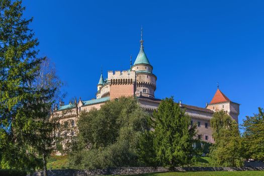 Bojnice Castle is a medieval castle in Bojnice, Slovakia. It is a Romanesque castle with some original Gothic and Renaissance elements built in the 12th century