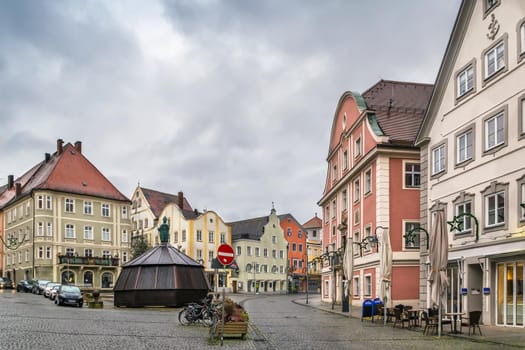 Main market square with historical houses in Eichstatt, Germany