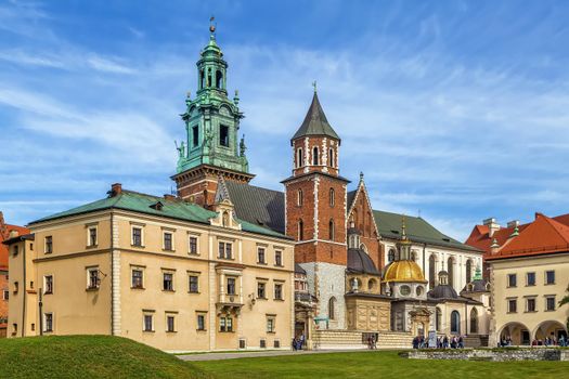 Royal Archcathedral Basilica of Saints Stanislaus and Wenceslaus on the Wawel Hill also known as the Wawel Cathedral in Krakow, Poland