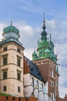 Sigismund Tower and Cliock tower of Wawel Cathedral in Krakow, Poland