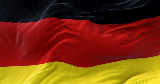 Detail of the national flag of Germany flying in the wind. Democracy and politics. European country.