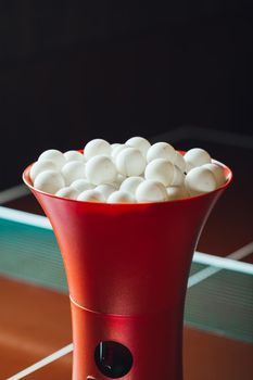 table tennis balls in the robot agitator